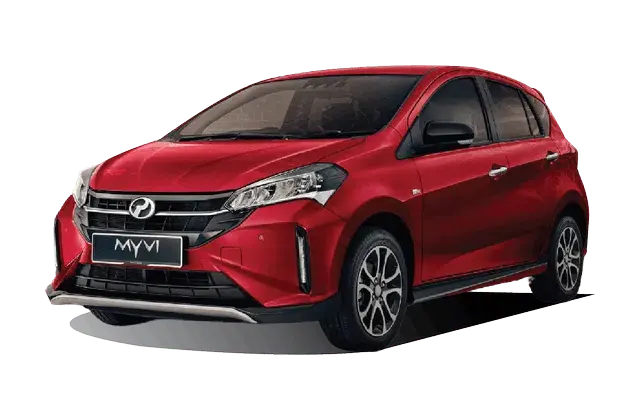 Perodua Myvi 2025 pandangan depan dengan lampu LED dan gaya sporty